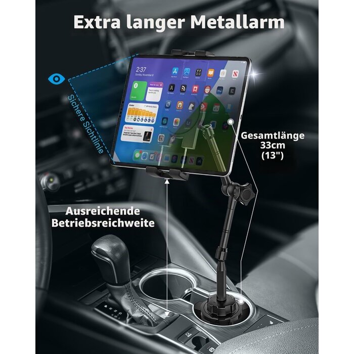 Tablet-Halterung für Getränkehalter, 360° drehbar - 33% Rabatt
