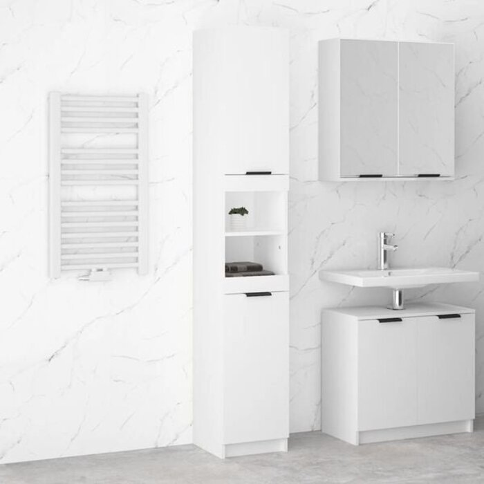 Schmaler Badezimmerschrank Weiß 32x34x188,5 cm - 34% Rabatt