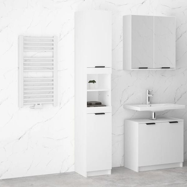Schmaler Badezimmerschrank Weiß 32x34x188,5 cm - 34% Rabatt