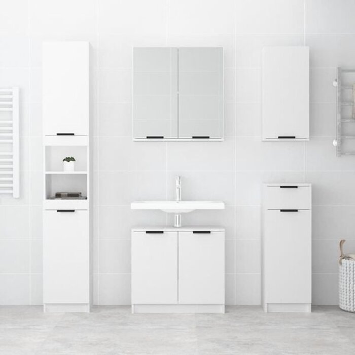 Schmaler Badezimmerschrank Weiß 32x34x188,5 cm - 34% Rabatt