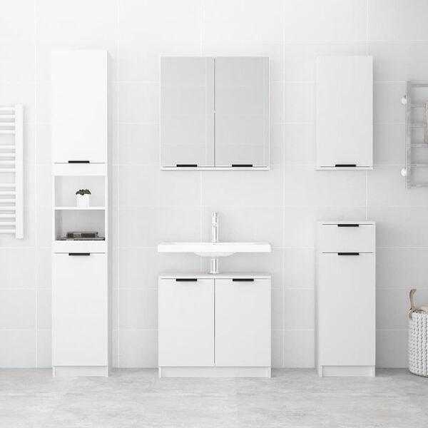 Schmaler Badezimmerschrank Weiß 32x34x188,5 cm - 34% Rabatt