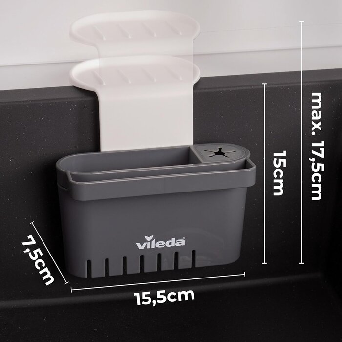 Spülbecken-Organizer aus Kunststoff, Dunkelgrau, 15,5x7,5x15cm, 29% Rabatt