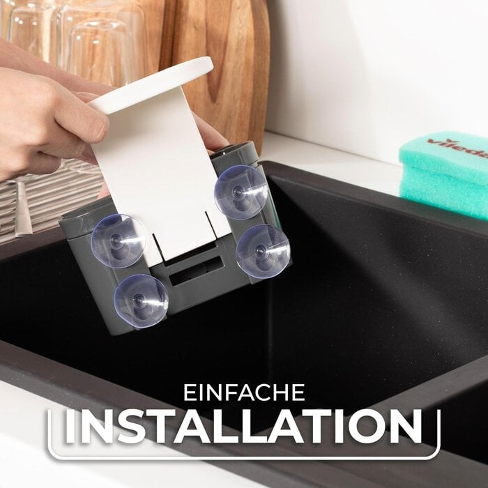Spülbecken-Organizer aus Kunststoff, Dunkelgrau, 15,5x7,5x15cm, 29% Rabatt
