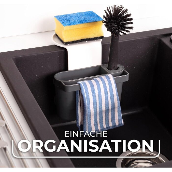Spülbecken-Organizer aus Kunststoff, Dunkelgrau, 15,5x7,5x15cm, 29% Rabatt