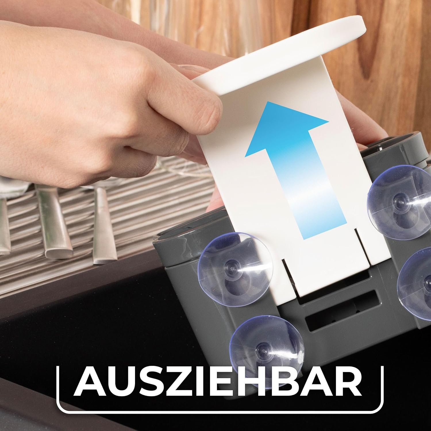Spülbecken-Organizer aus Kunststoff, Dunkelgrau, 15,5x7,5x15cm, 29% Rabatt