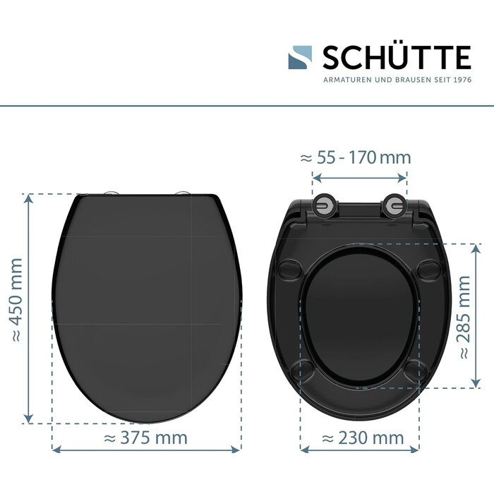 Eleganter WC-Sitz in Schwarz, Oval, Absenkautomatik - 32% Rabatt