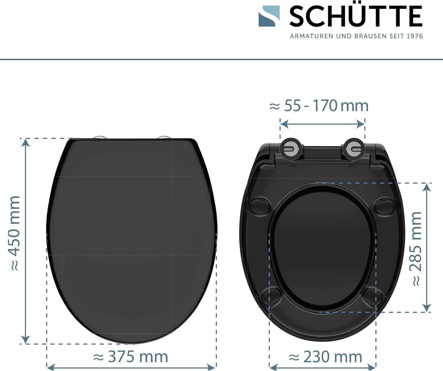 Eleganter WC-Sitz in Schwarz, Oval, Absenkautomatik - 32% Rabatt