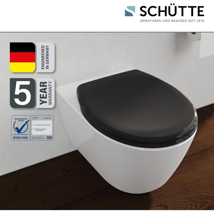 Eleganter WC-Sitz in Schwarz, Oval, Absenkautomatik - 32% Rabatt