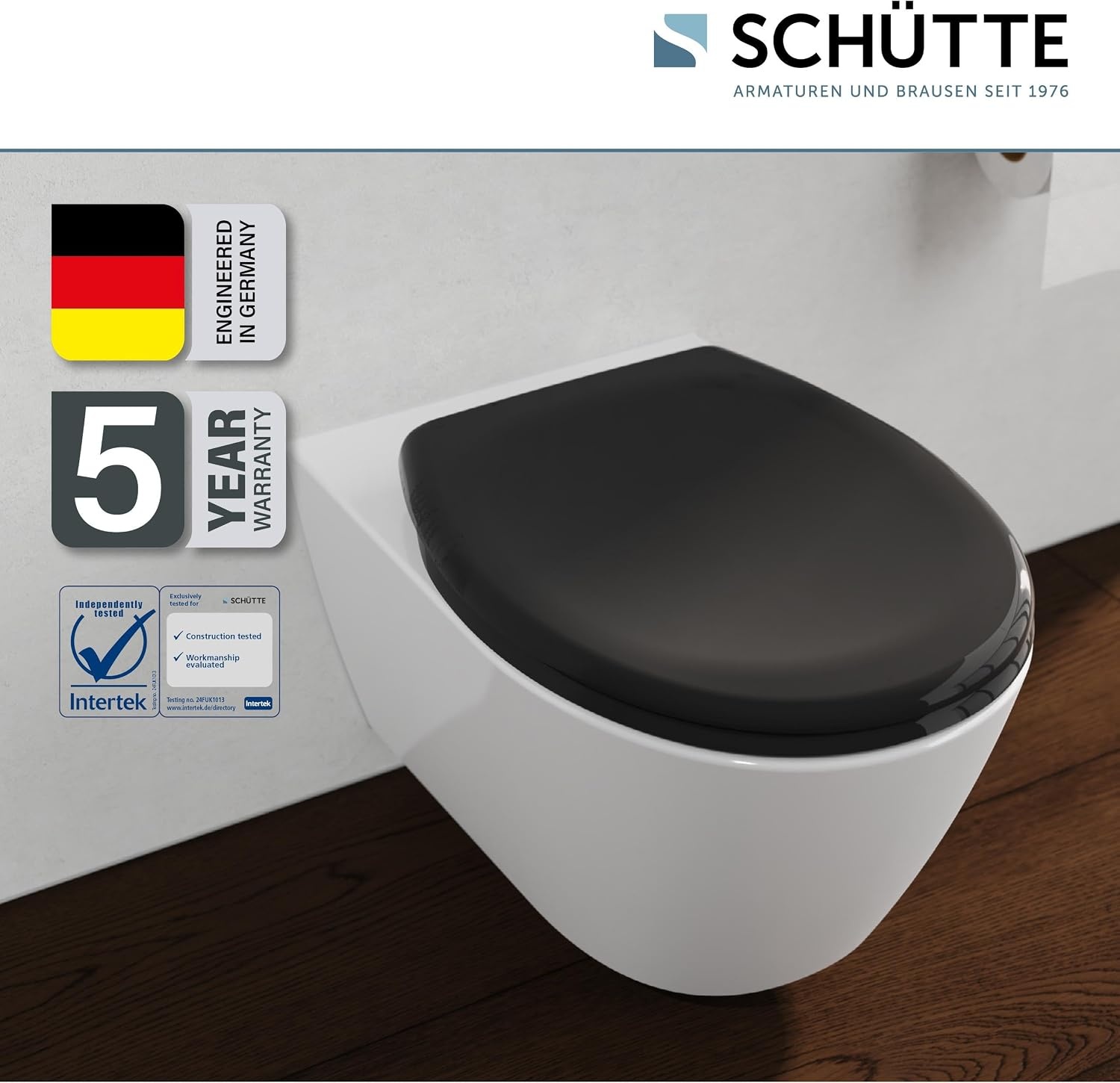 Eleganter WC-Sitz in Schwarz, Oval, Absenkautomatik - 32% Rabatt
