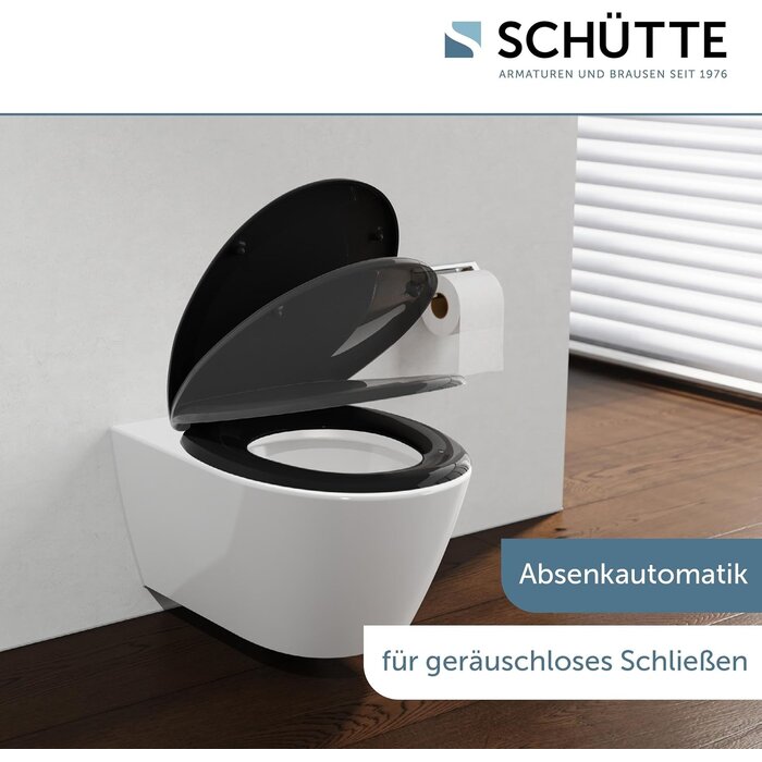 Eleganter WC-Sitz in Schwarz, Oval, Absenkautomatik - 32% Rabatt