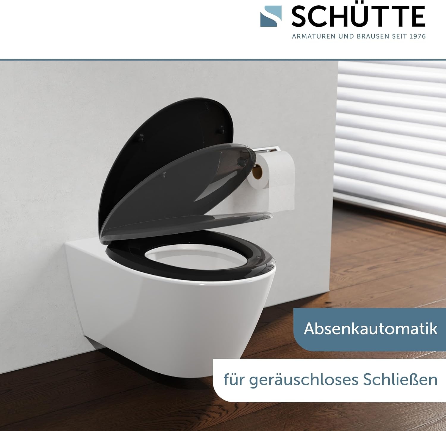 Eleganter WC-Sitz in Schwarz, Oval, Absenkautomatik - 32% Rabatt