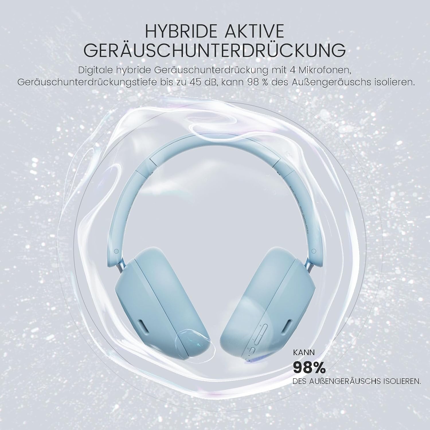 Over-Ear Bluetooth-Kopfhörer, Babyblau, S, 75 Std. Akku - 32% Rabatt