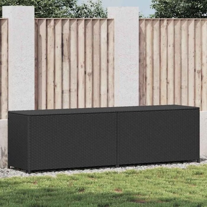 Gartenbox 200x50x60 cm Poly-Rattan Schwarz - 35% Rabatt