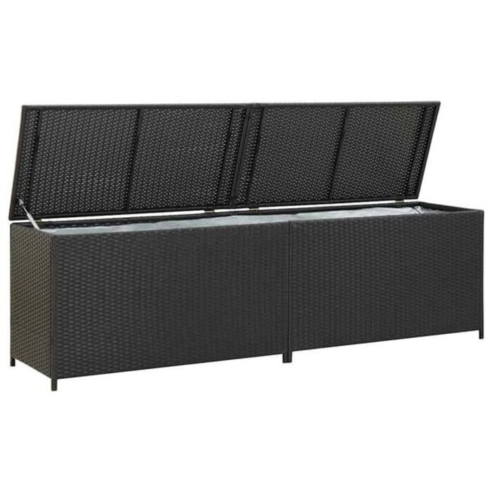 Gartenbox 200x50x60 cm Poly-Rattan Schwarz - 35% Rabatt