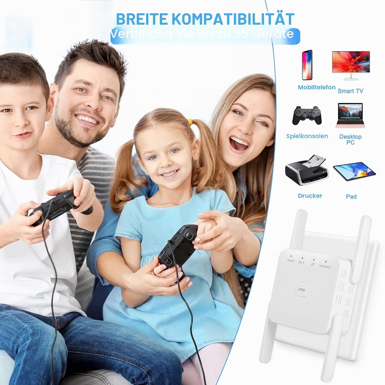 WLAN-Verstärker 1200 Mbit/s mit 4 Antennen - 30% Rabatt