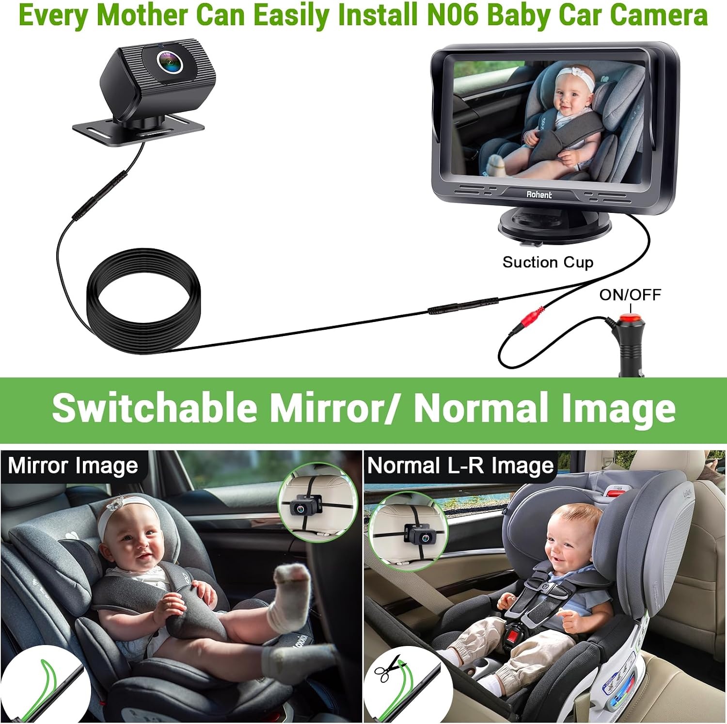 Baby-Autokamera mit Monitor - 1080p HD - 31% Rabatt