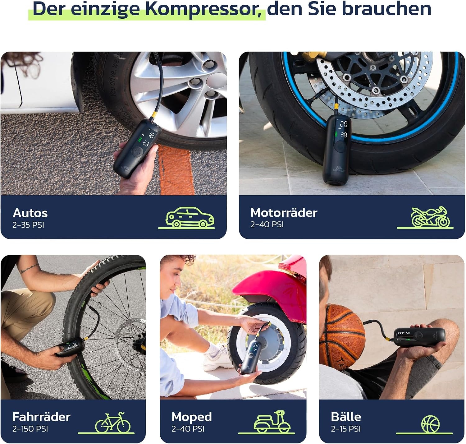Tragbare elektrische Luftpumpe S Schwarz - 32% Rabatt