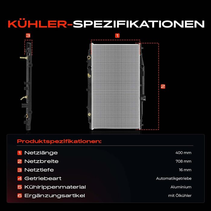 Kühler für Honda Accord VII 2.4L (2003-2008) - 34% Rabatt