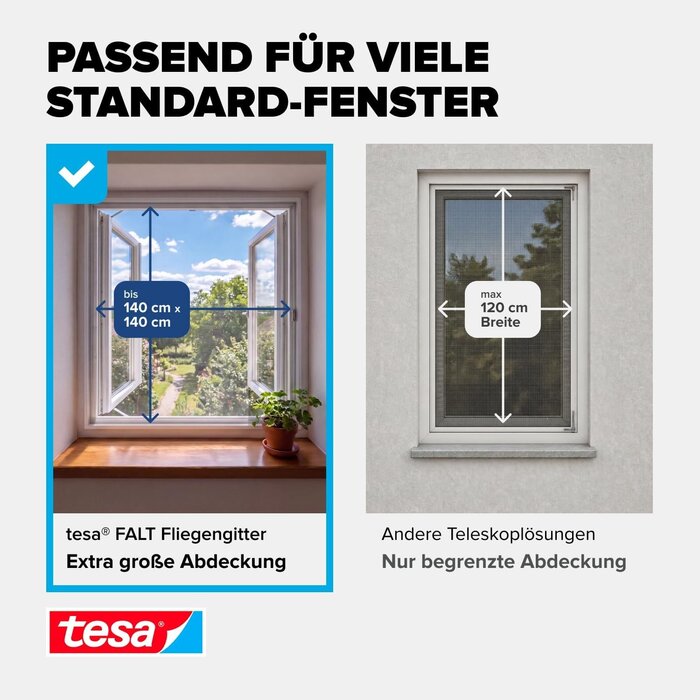 Teleskop-Fliegengitter 80-140 cm, weiß - 34% Rabatt