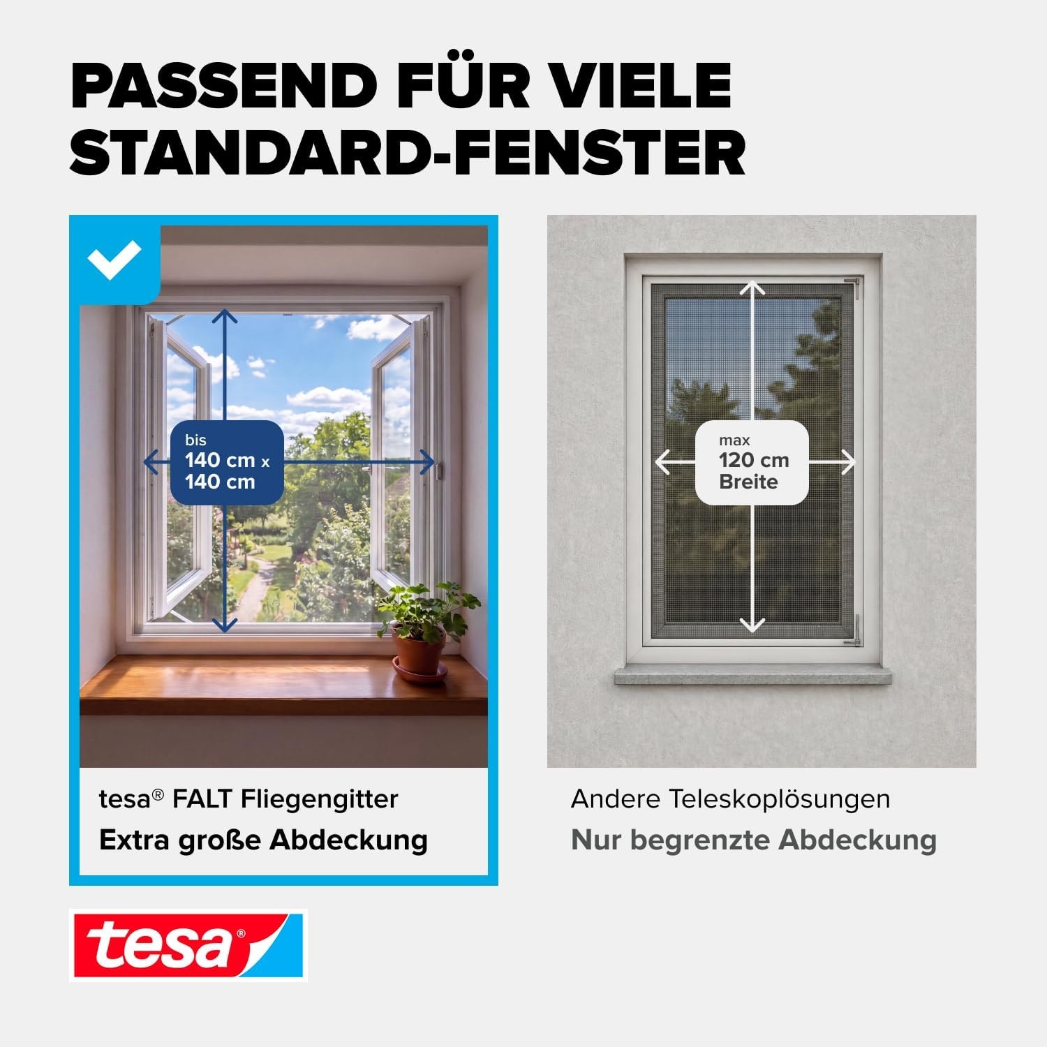 Teleskop-Fliegengitter 80-140 cm, weiß - 34% Rabatt