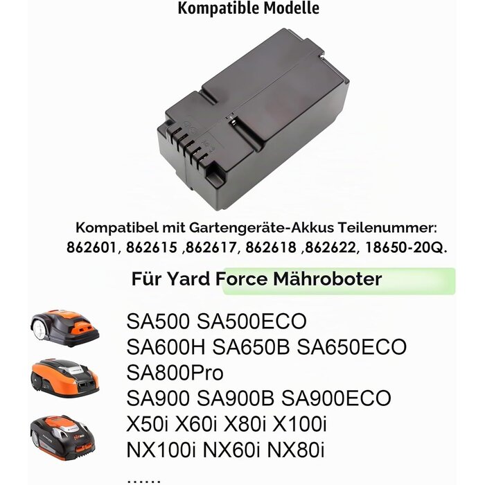 Ersatzakku 25,2V 3900mAh für Mähroboter, Zwart, Größe S, 34% Rabatt