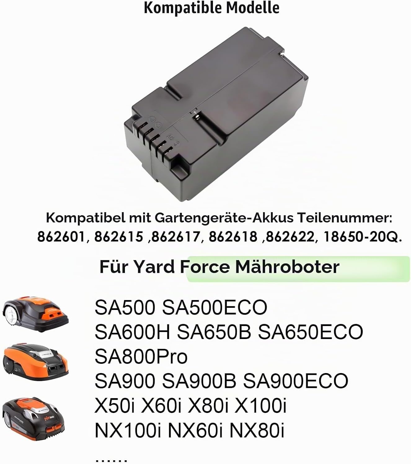 Ersatzakku 25,2V 3900mAh für Mähroboter, Zwart, Größe S, 34% Rabatt