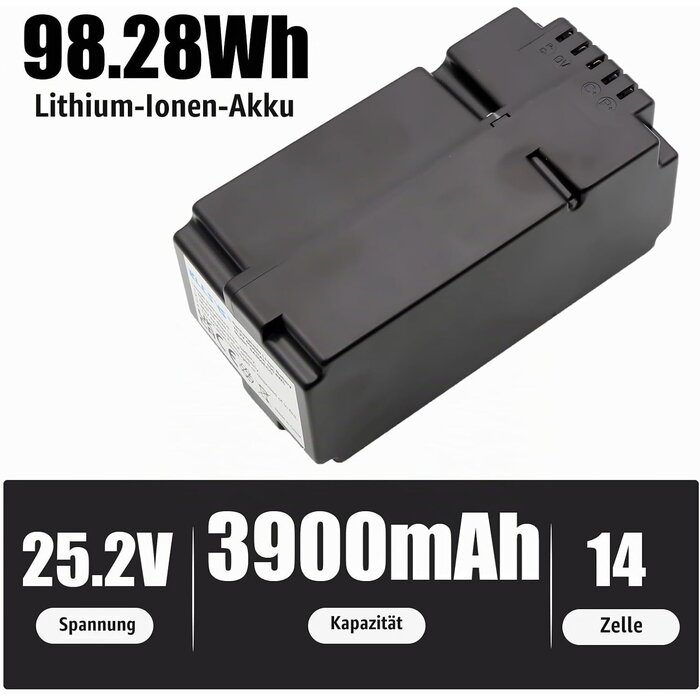 Ersatzakku 25,2V 3900mAh für Mähroboter, Zwart, Größe S, 34% Rabatt