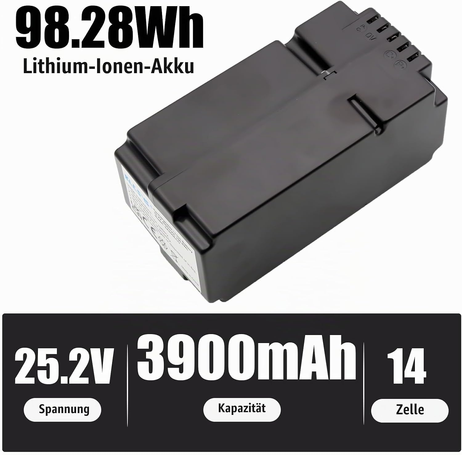 Ersatzakku 25,2V 3900mAh für Mähroboter, Zwart, Größe S, 34% Rabatt