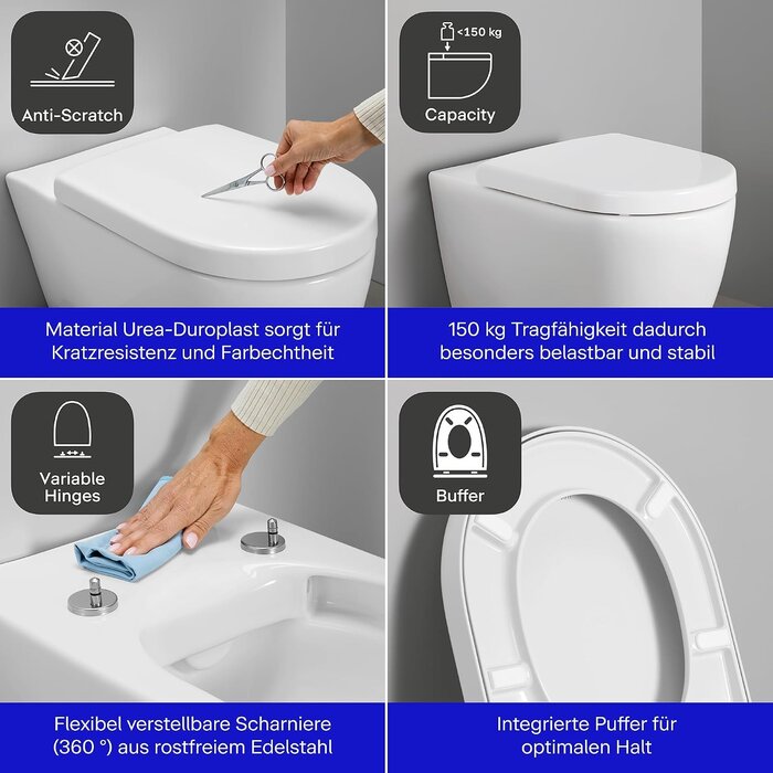 WC-Sitz D-Form mit Absenkautomatik & Quick-Release - 34% Rabatt
