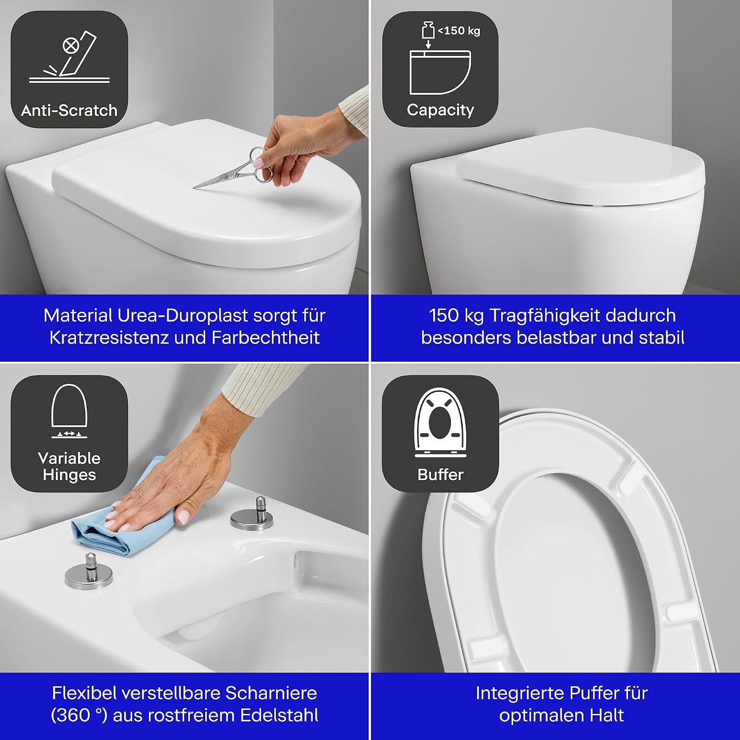 WC-Sitz D-Form mit Absenkautomatik & Quick-Release - 34% Rabatt