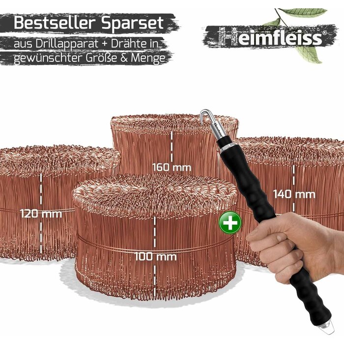 Rödeldraht-Set 310mm mit Drillapparat - Koper, M - 32% Rabatt