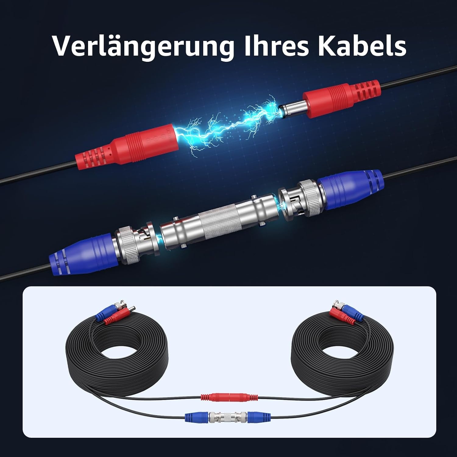 30m CCTV-Kombikabel für Überwachungskameras, 4 Stück, Weiß, 31% Rabatt
