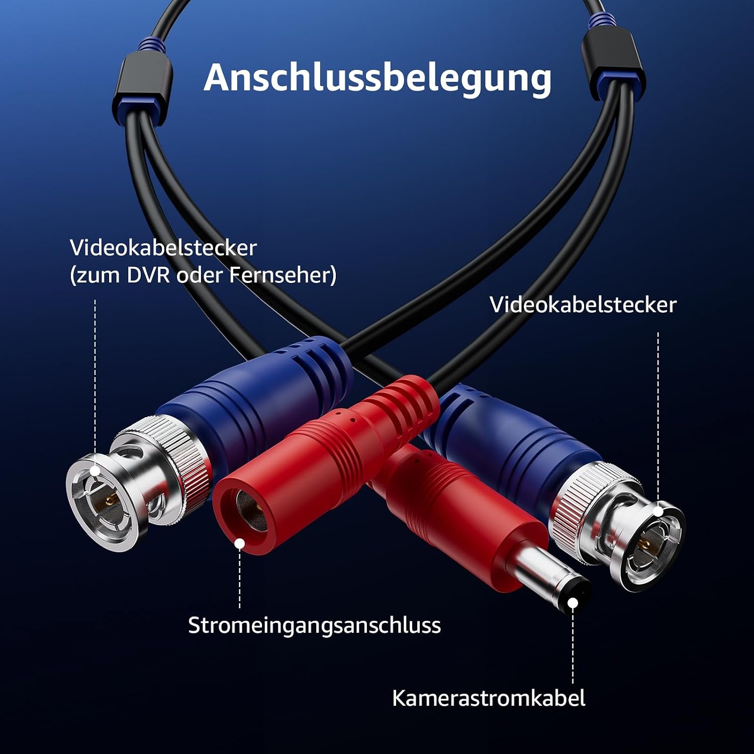 30m CCTV-Kombikabel für Überwachungskameras, 4 Stück, Weiß, 31% Rabatt