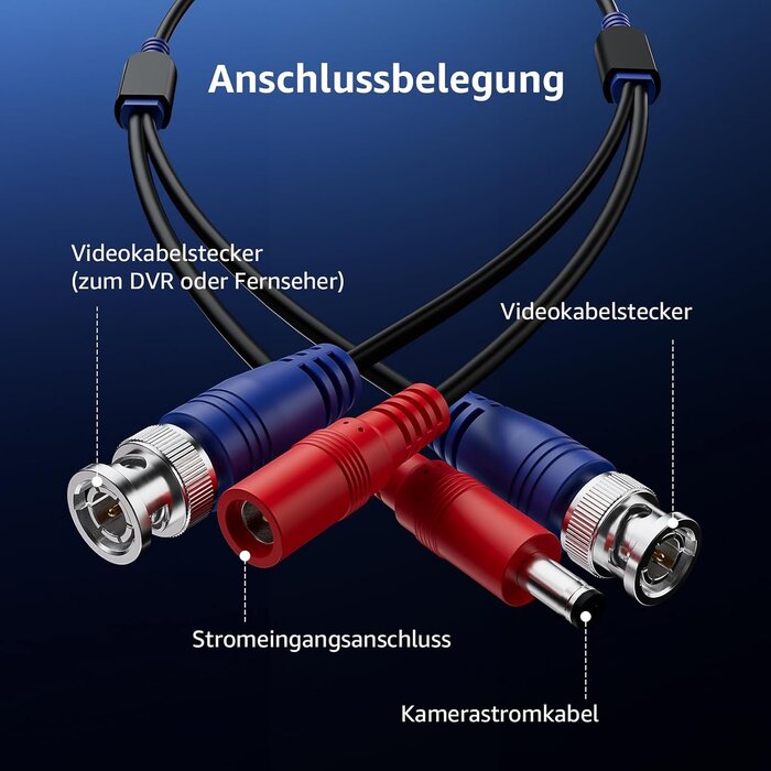 30m CCTV-Kombikabel für Überwachungskameras, 4 Stück, Weiß, 31% Rabatt