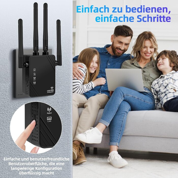 WLAN-Verstärker Dual Band 1200 Mbps mit 4 Antennen - 30% Rabatt