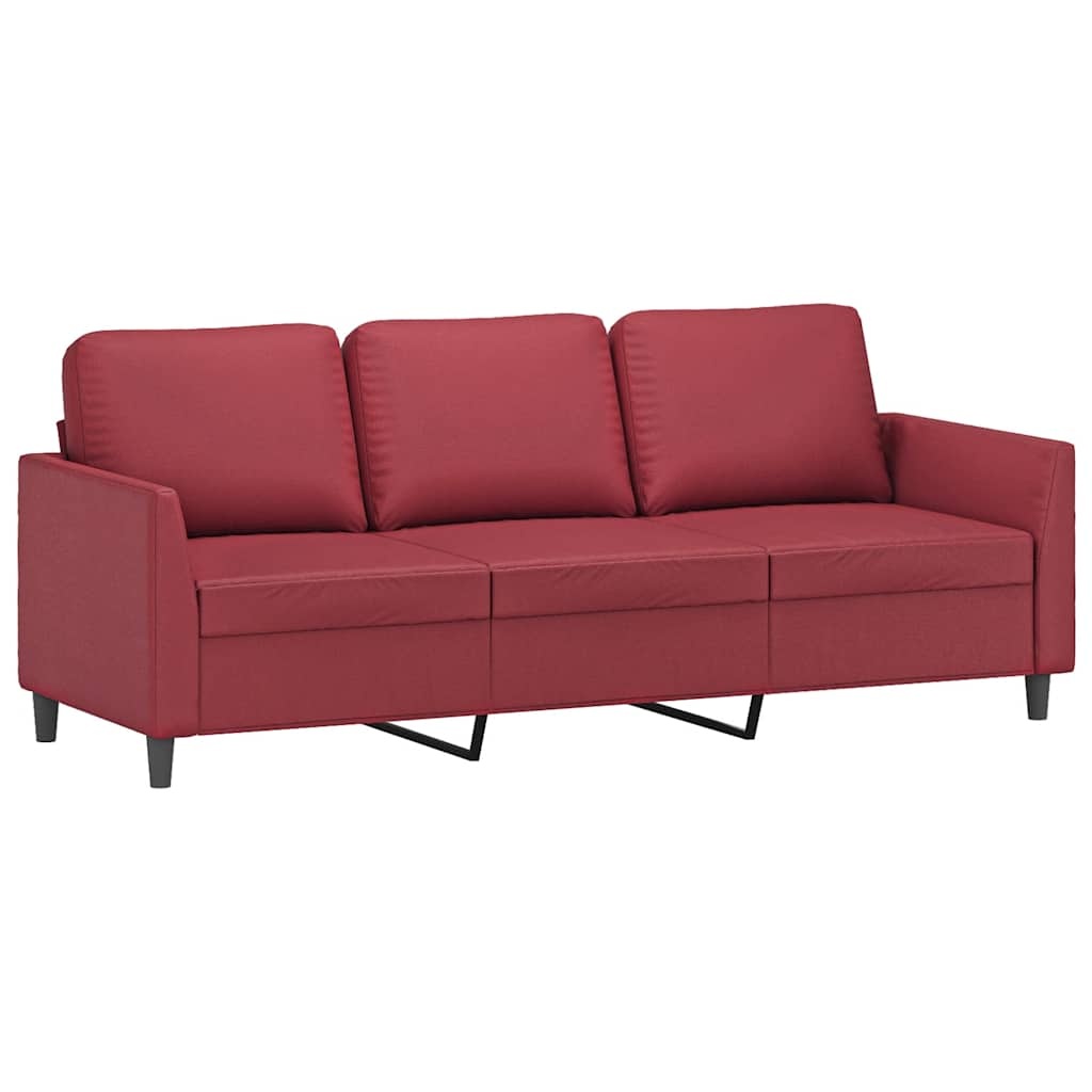 3-Sitzer Sofa 180 cm Kunstleder Weinrot - 35% Rabatt