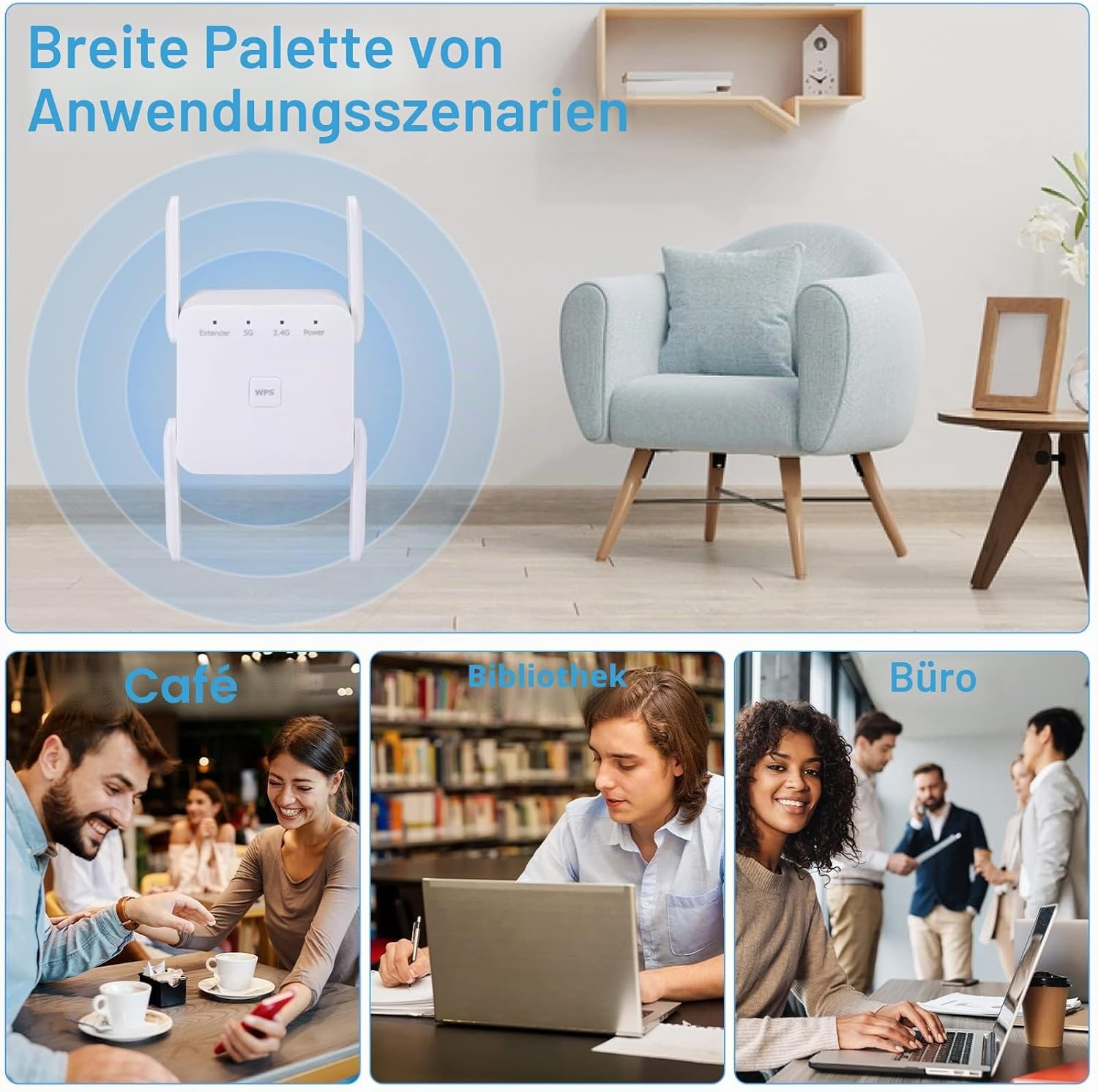 WLAN-Verstärker 1200 Mbit/s mit 4 Antennen - 30% Rabatt