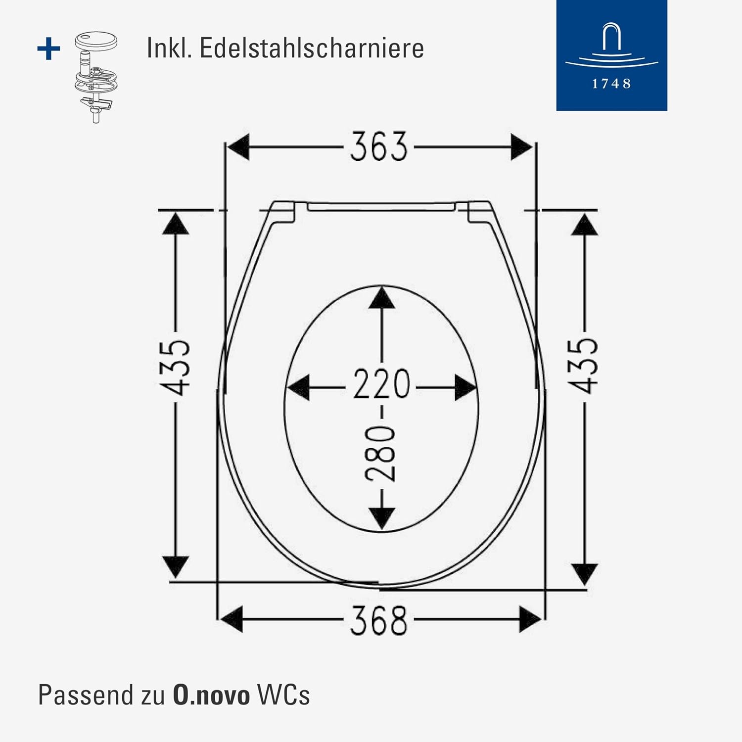 WC-Sitz O.novo in Weiß Alpin - Oval - 34% Rabatt - B-Ware