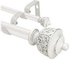 Doppel-Gardinenstange 213-305 cm Antikweiß - 39% Rabatt