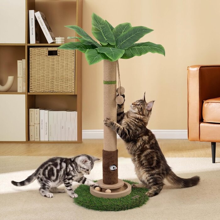 Katzenkratzbaum Monstera-Design, 89 cm, Groen hout, M - 34% Rabatt