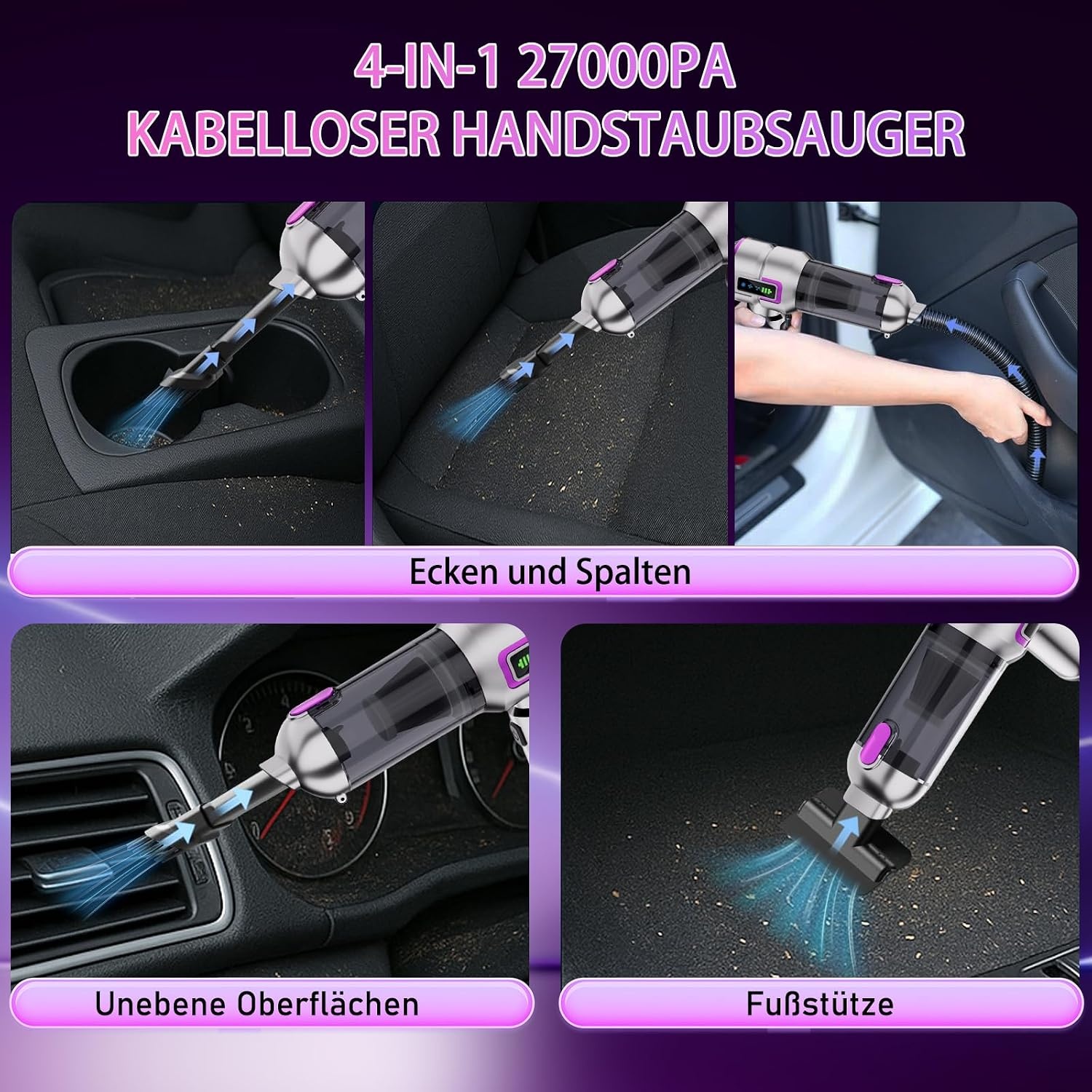 Kabelloser Handstaubsauger - 22.000 Pa mit Blasfunktion - 31% Rabatt
