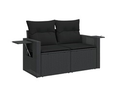 Vidaxl 2-Sitzer Gartenbank mit Klapptisch - Poly-Rattan Schwarz - 41% Rabatt