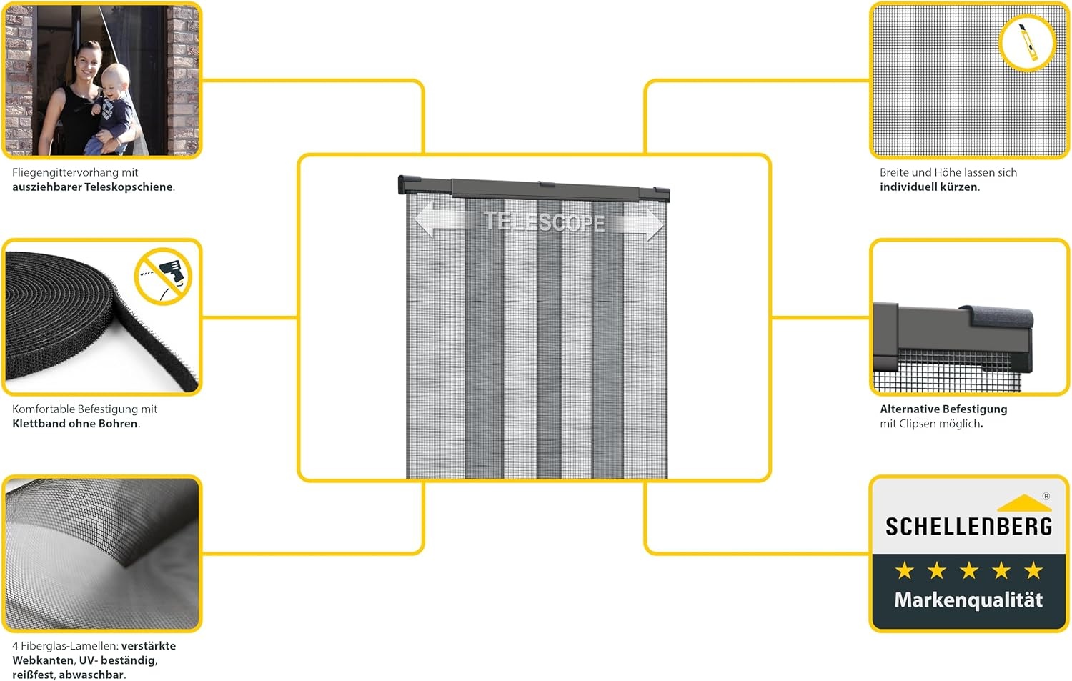 Insektenschutz-Teleskopvorhang 130x250 cm Anthrazit - 31% Rabatt