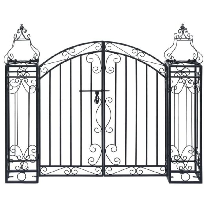 Schmiedeeisernes Gartentor Schwarz 122 x 100 cm - 34% Rabatt