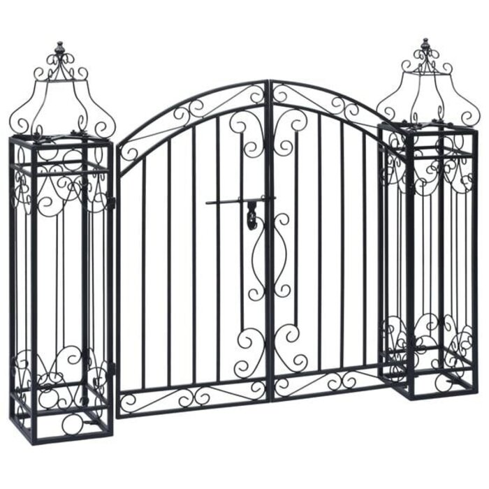 Schmiedeeisernes Gartentor Schwarz 122 x 100 cm - 34% Rabatt