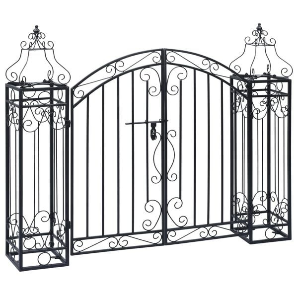 Schmiedeeisernes Gartentor Schwarz 122 x 100 cm - 34% Rabatt
