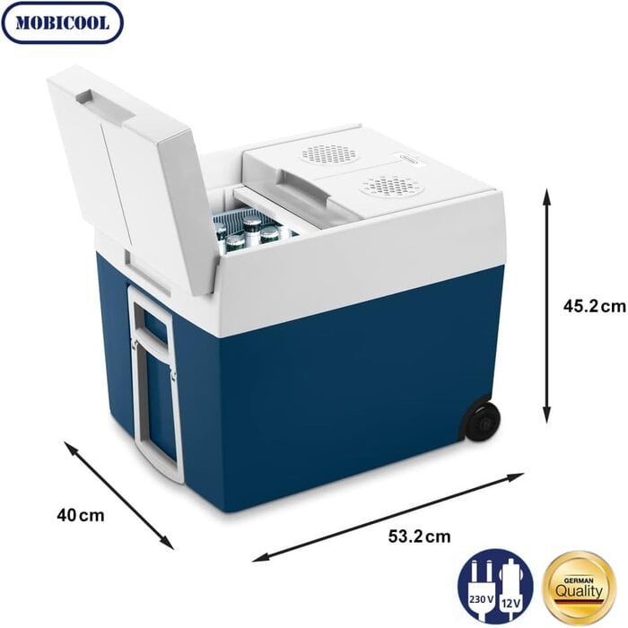 Thermoelektrische Kühlbox 48L, 12V/230V mit Rollen - 34% Rabatt