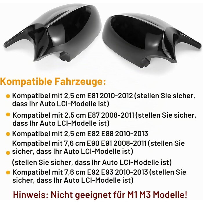 Spiegelkappen für BMW 1er & 3er Zwart S - 33% Rabatt