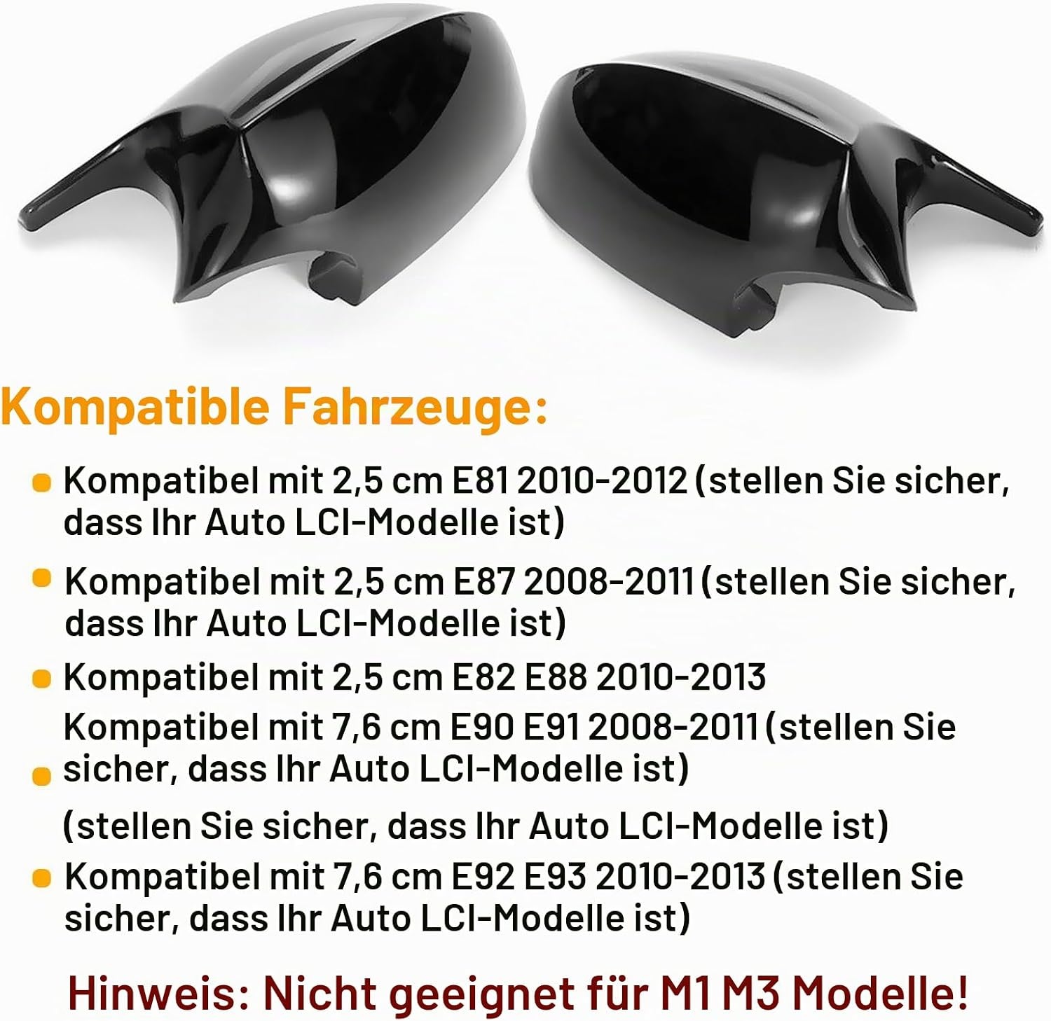 Spiegelkappen für BMW 1er & 3er Zwart S - 33% Rabatt