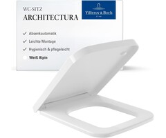 Villeroy & Boch Eckiger WC-Sitz mit Absenkautomatik - Weiß Alpin - 34% Rabatt